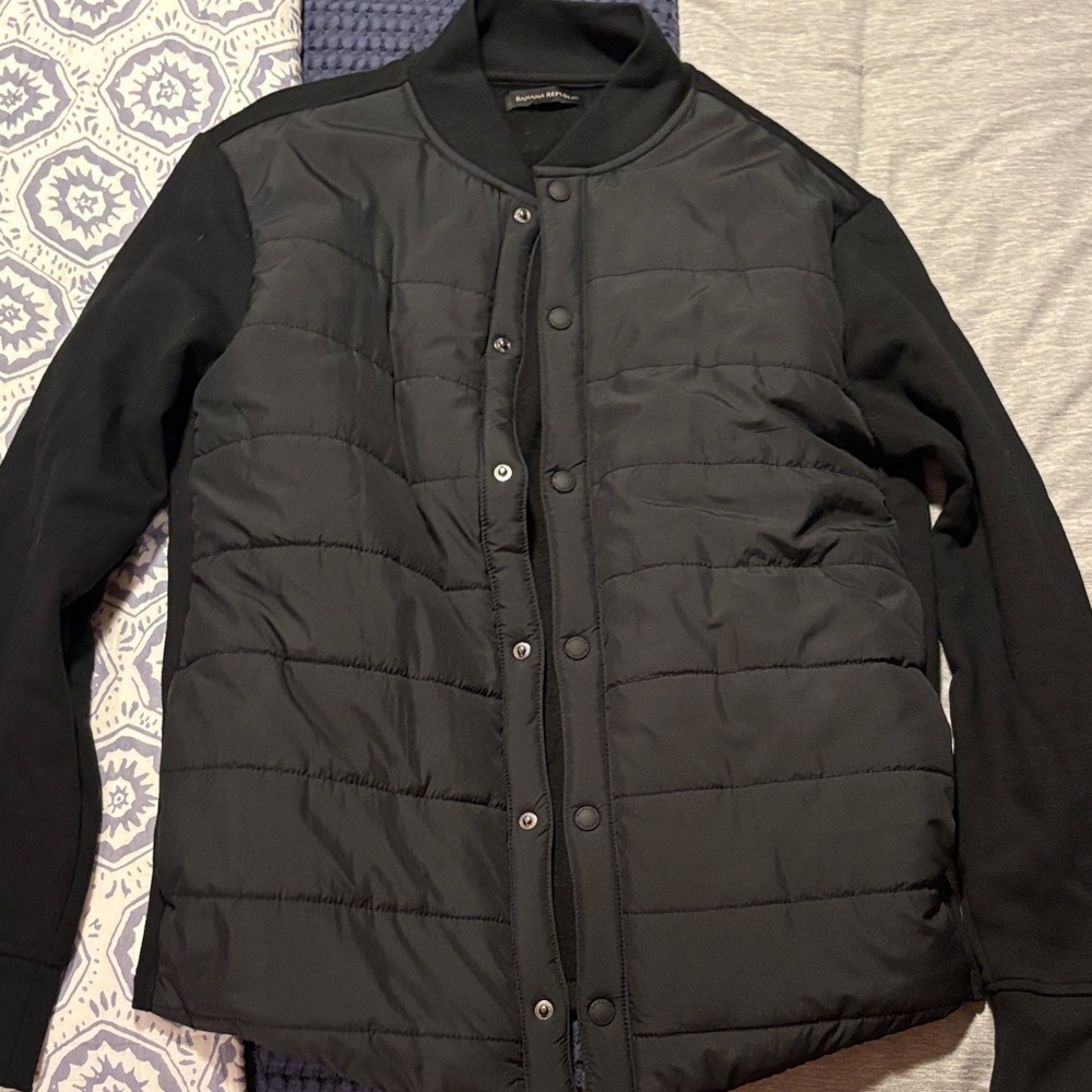 Banana Republic Black Quilted Bomber Jacket